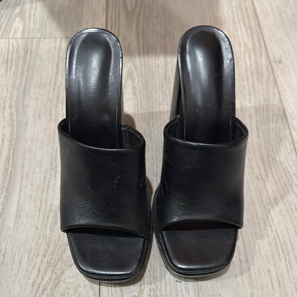Black Women's Slide Heeled Sandals